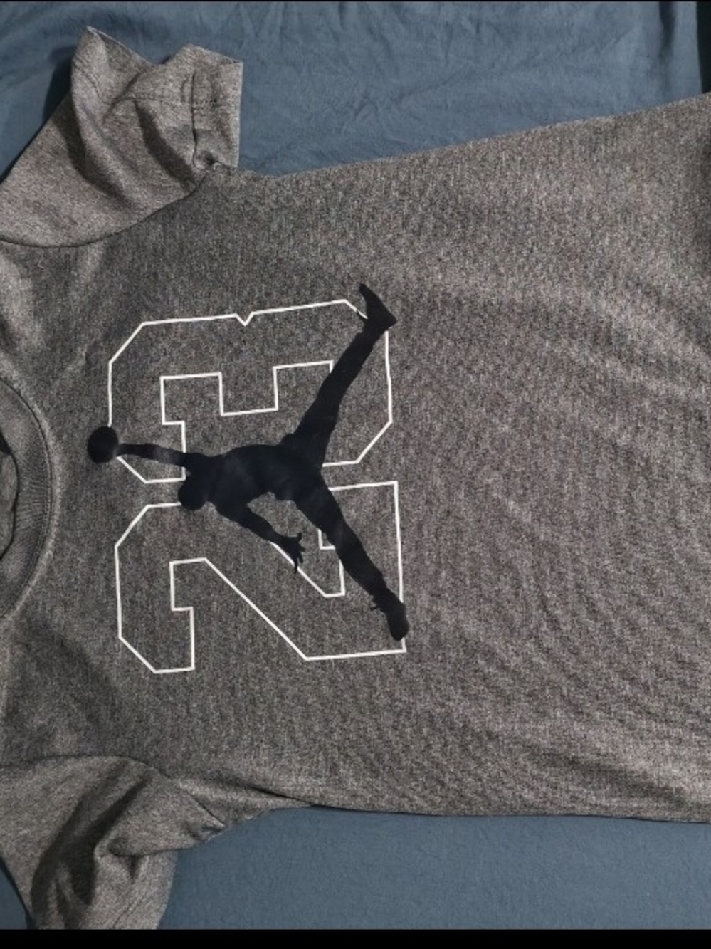Nike Grey Heather Tee with Black Jumpman and White Outline